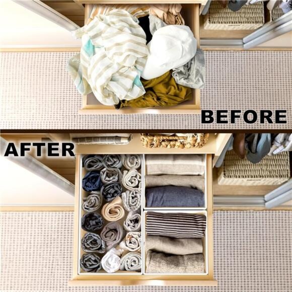 Foldable Drawer Organizer Set 12 Fabric Storage Bins Closet Dresser Home Storage - Picture 4 of 8